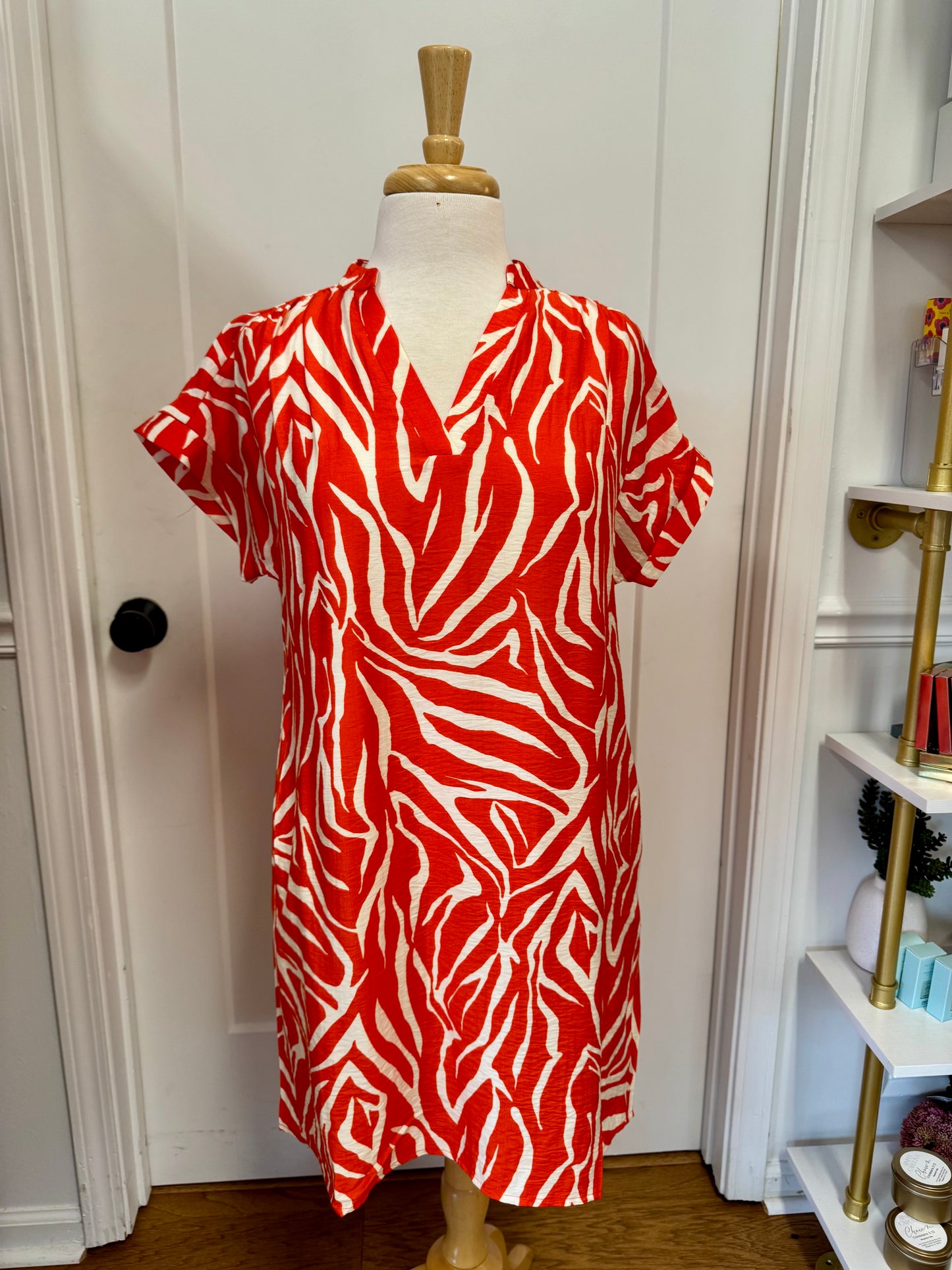 TIGER PRINT DRESS - ORANGE