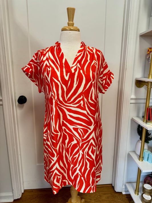 TIGER PRINT DRESS - ORANGE