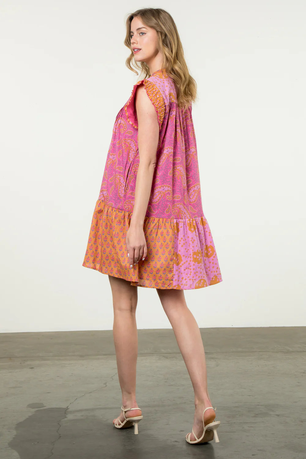 MULTI PRINT DRESS - PINK