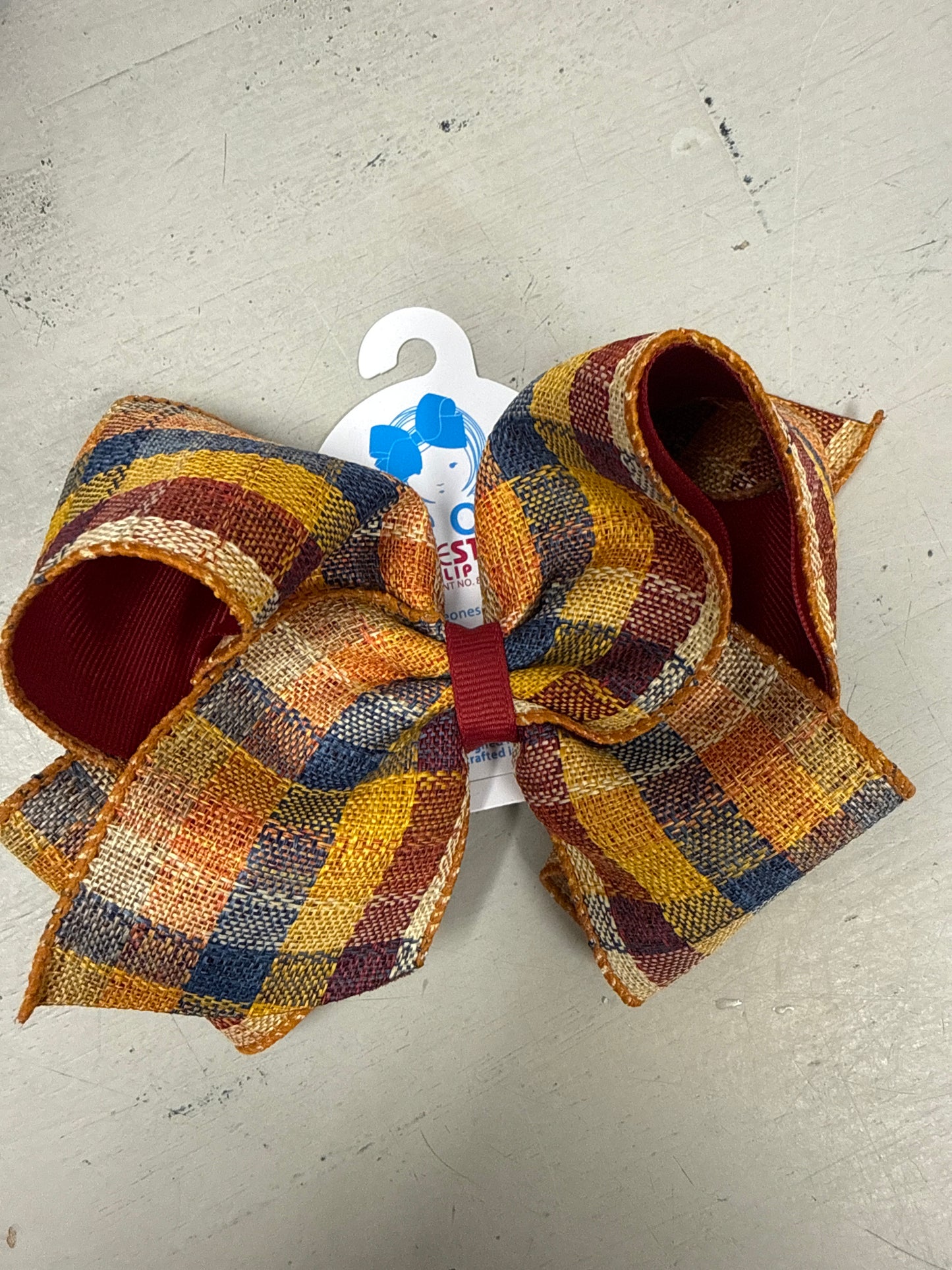 WEE ONES KING PLAID BOW BURGUNDY/BLUE