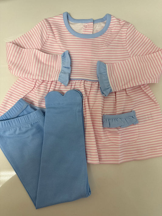 MAGGIE LEGGING SET PINK & WHITE