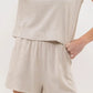 LINEN BLEND TOP AND SHORT SET - NATURAL