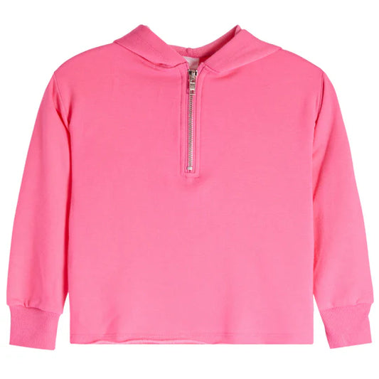 GIRLS HALF CROP HOODIE - AZALEA PINK