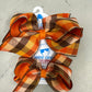 HARVEST ORANGE/BROWN PLAID BOW - ASSORTED SIZES