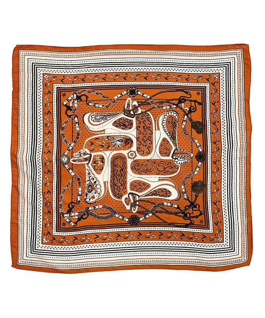 PAISLEY PRINT SILKY BANDNA  - MOCHA