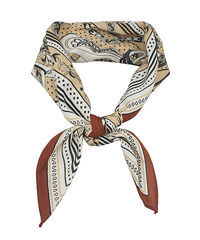 RETRO PAISLEY PRINT BANDANA SCARF - IVORY