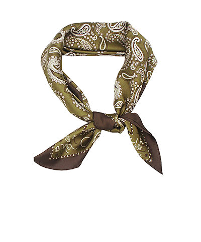 PAISLEY BORDER SCARF - OLIVE