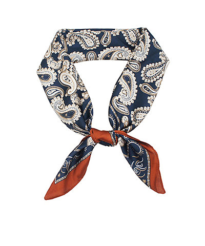 PAISLEY BORDER SCARF - NAVY