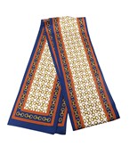 MULTI HORSEBIT PRINT NARROW SCARF - IVORY/BLUE
