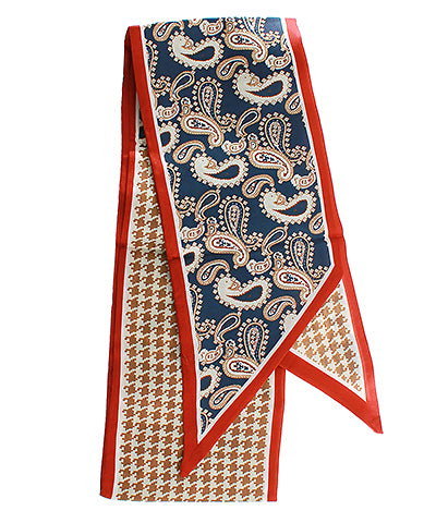 PAISLEY PRINT NARROW SCARF - NAVY/MULTI