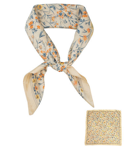 WILD FLOWER PRINT BANDANA SCARF - IVORY