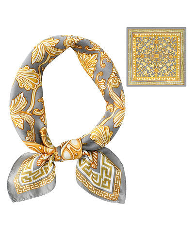 VINTAGE PRINT BANDANA SCARF - GREY