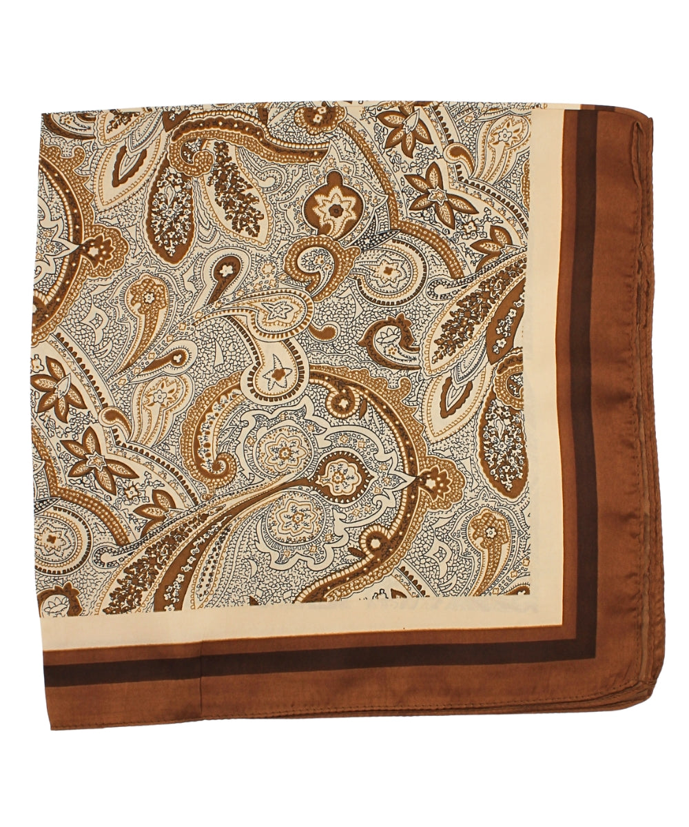 PAISLEY PRINT BANDANA SCARF - BROWN/BEIGE