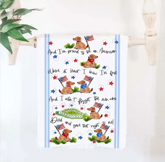 AMERICAN DOG PATRIOTIC TOWEL