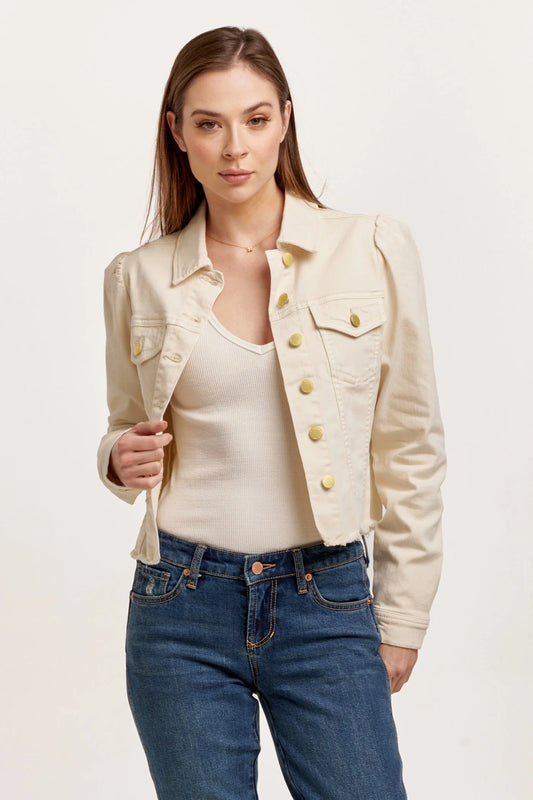 ROSELYN CROPPED DENIM JACKET - WHEAT