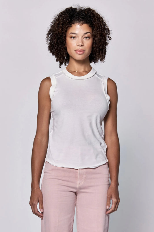 ROUND NECK SLEEVELESS TANK - WHITE