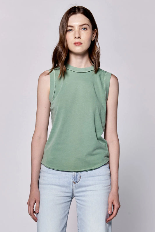 ROUND NECK SLEEVELESS TANK - ICEBERG GREEN