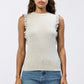 BRIDGET RUFFLE TRIMMED TOP - HEATHER GREY