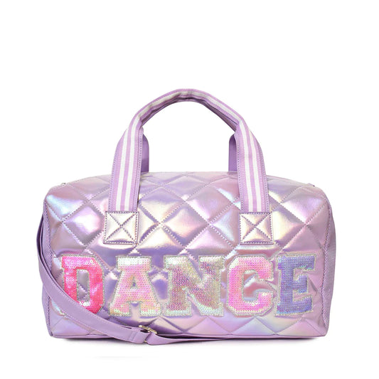 DANCE SEQUINS METTALIC QUILTED LARGE DUFFLE BAG