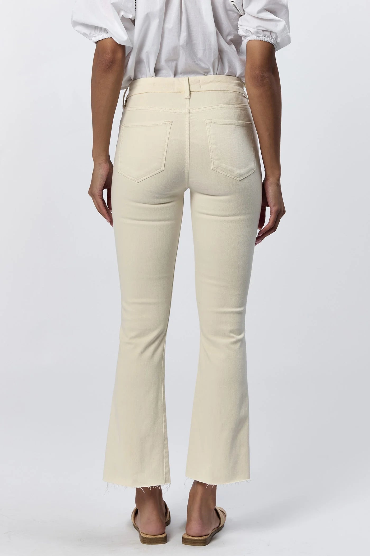 JEANNE MID RISE CROPPED FLARE JEANS - WHEAT
