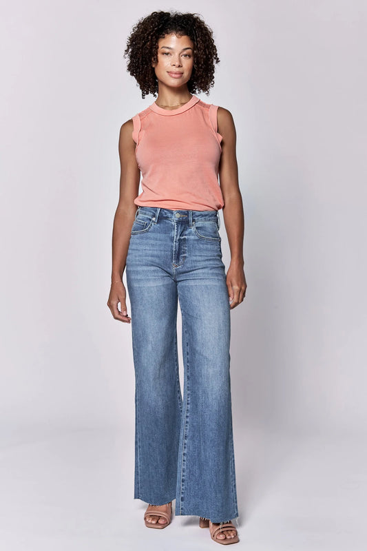 HIGH RISE FULL INSEAM CUT OFF HEM JEANS - NATAL