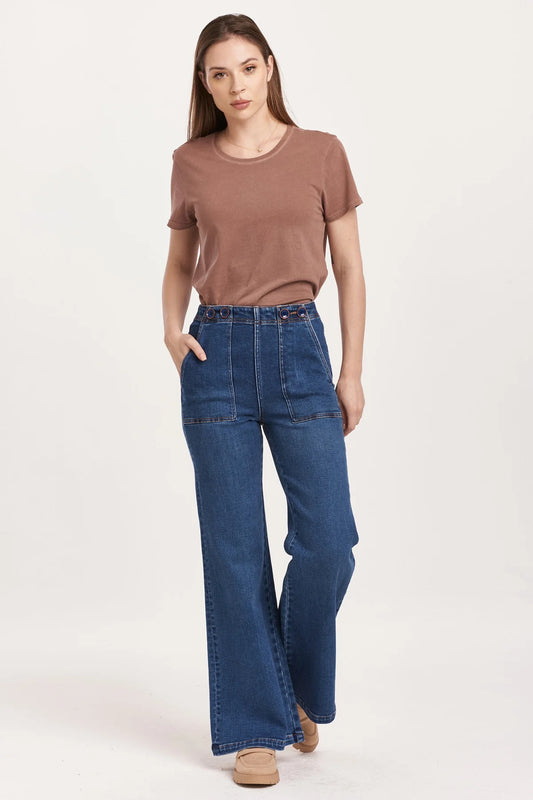 FIONA HIGH RISE WIDE LEG JEANS - SEASCAPE