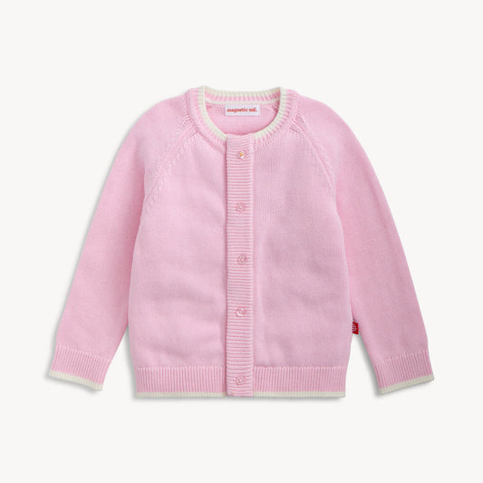 CREW NECK MAGNETIC CARDIGAN - PINK