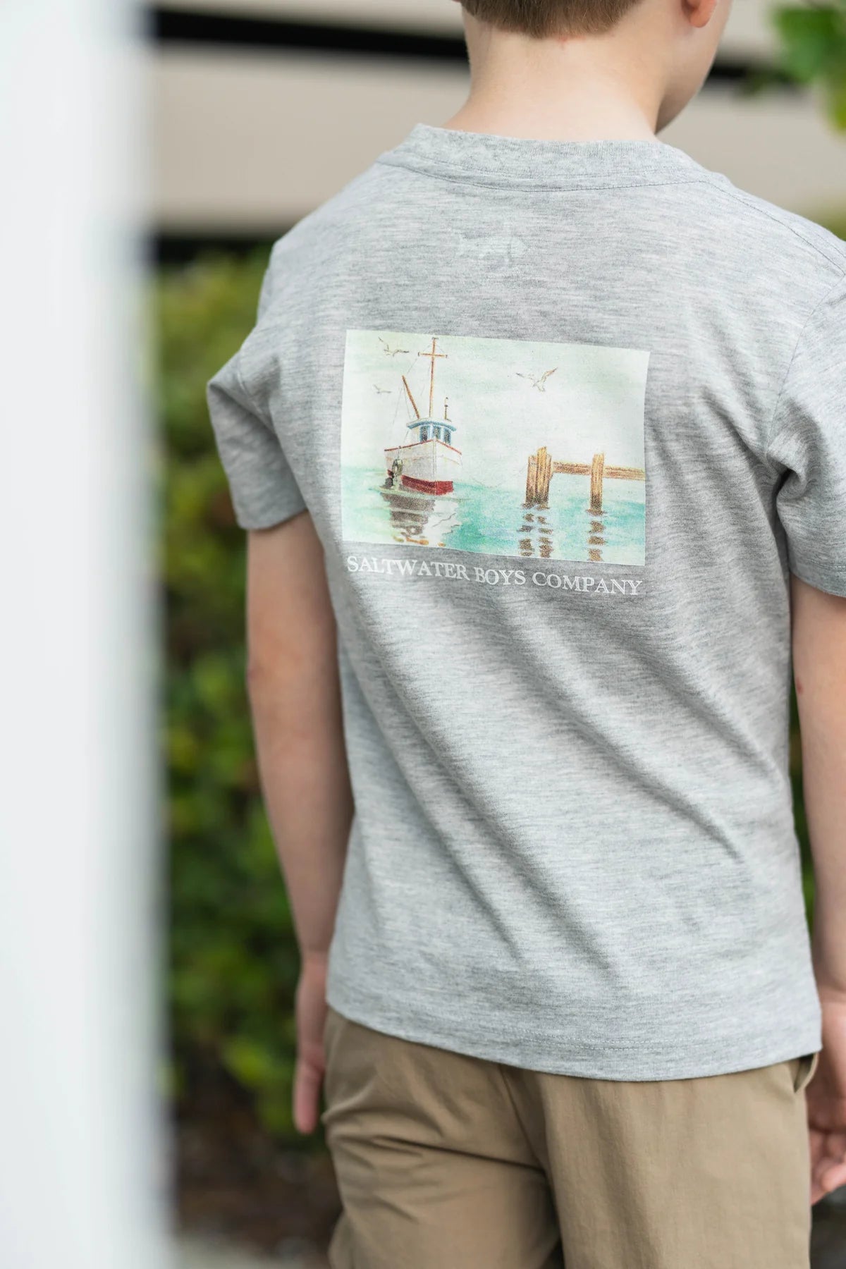 SHRIMP BOAT GRAPHIC TEE - GREY HEATHER