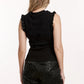 BRIDGET RUFFLE TRIMMED TOP - BLACK