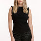 BRIDGET RUFFLE TRIMMED TOP - BLACK