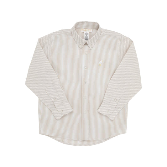 DEAN'S LIST DRESS SHIRT OXFORD - KEENELAND KHAKI STRIPE