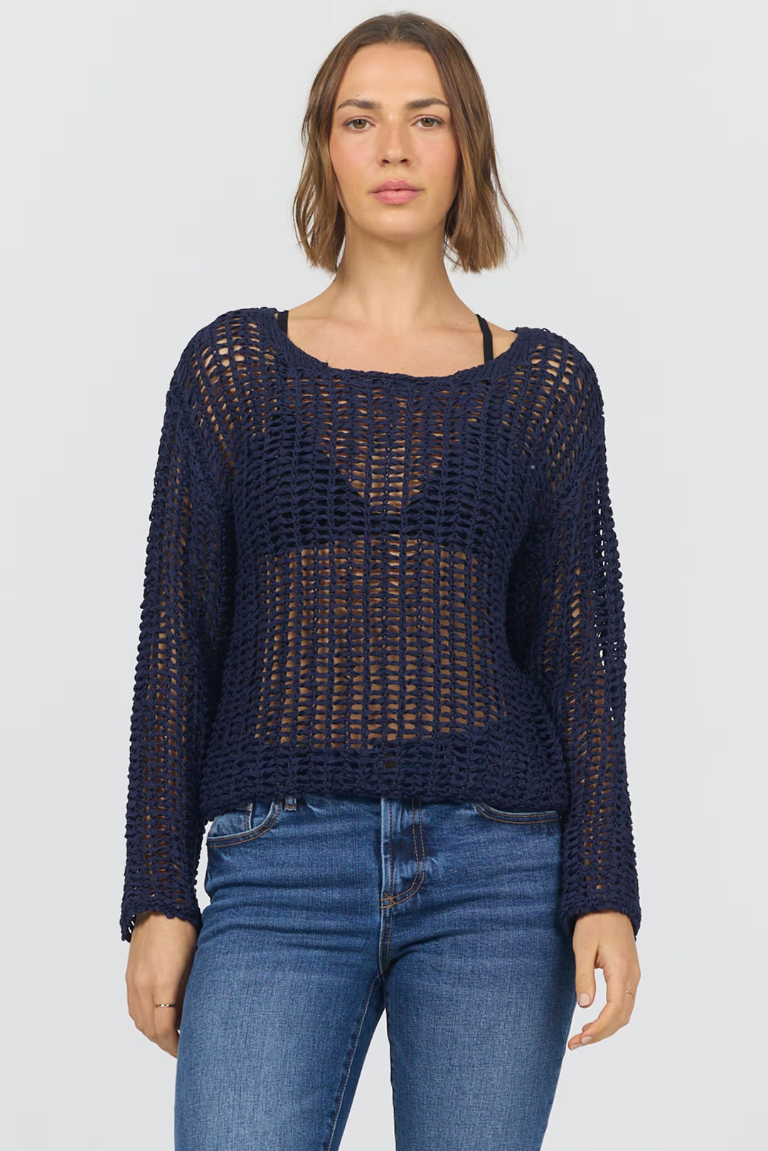 ADELA SWEATER TOP - BLACK IRIS