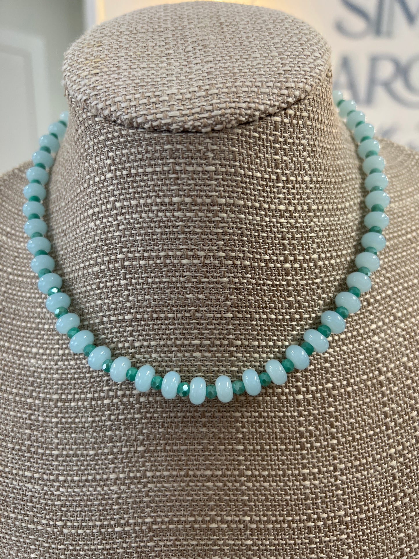 JADE BEAD/CRYSTAL NECKLACE - ASSORTED COLORS