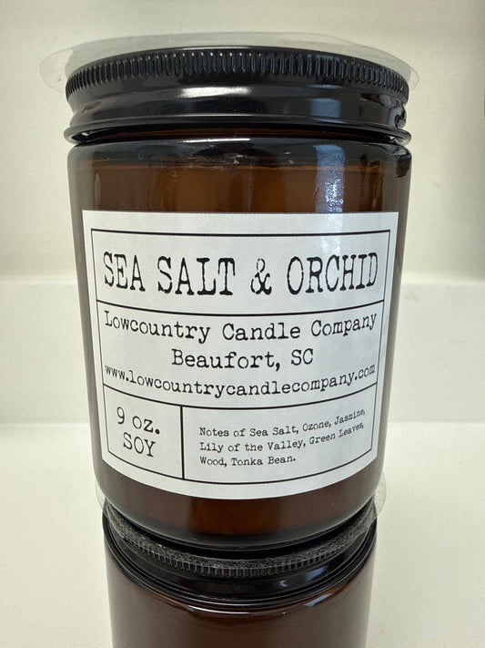 AMBER JAR CANDLE 9OZ - SEA SALT & ORCHID
