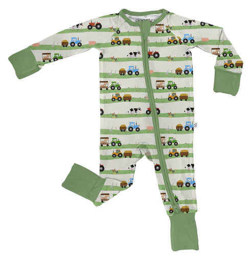 LS ZIP PJ - FARM STRIPE