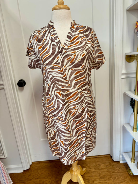 TIGER PRINT DRESS - TAN