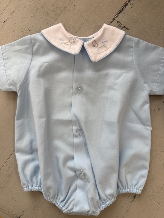 BOYS BUBBLE WITH WHITE/BLUE EMBROIDERED HORSES