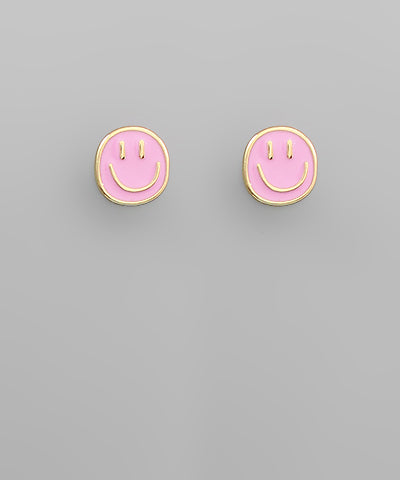 EXPOXY SMILE FACE STUD EARRINGS - ASSORTED