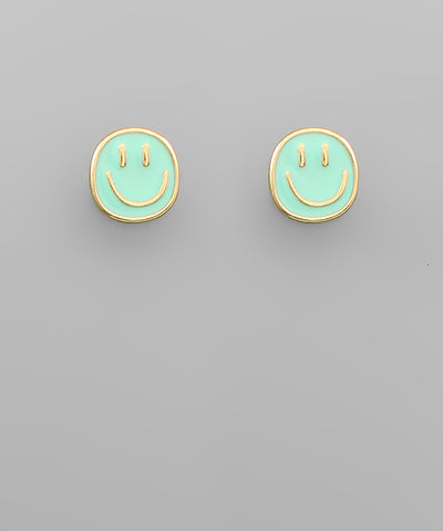 EXPOXY SMILE FACE STUD EARRINGS - ASSORTED