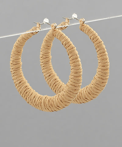 RAFFIA WRAPPED CIRCLE HOOPS - ASSORTED