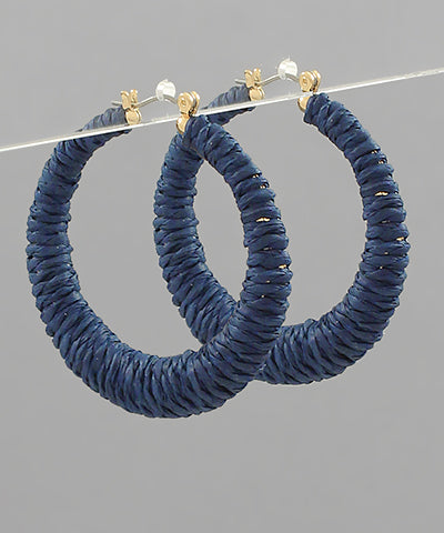 RAFFIA WRAPPED CIRCLE HOOPS - ASSORTED