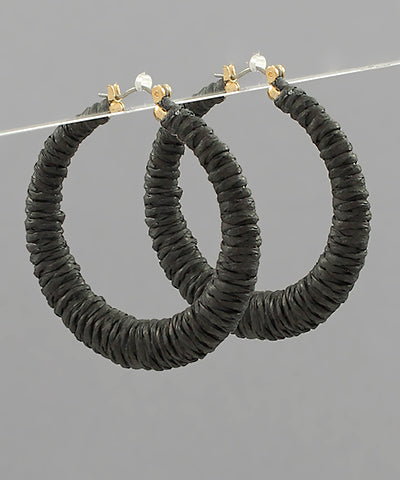 RAFFIA WRAPPED CIRCLE HOOPS - ASSORTED