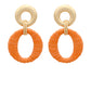 WRAPPED W/RAFFIA OVAL EARRINGS - ASSORTED