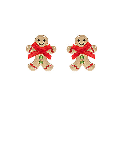 GINGERBREAD EARRINGS - RED/GOLD