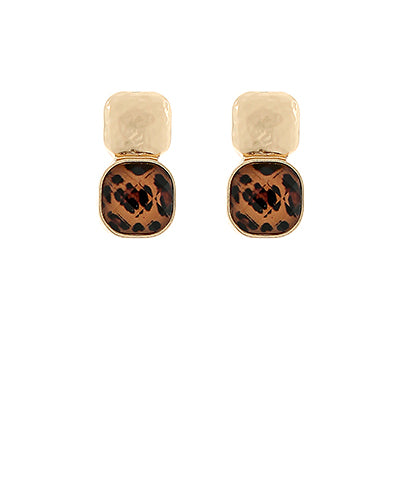 LEOPARD FACETED STONE STUD