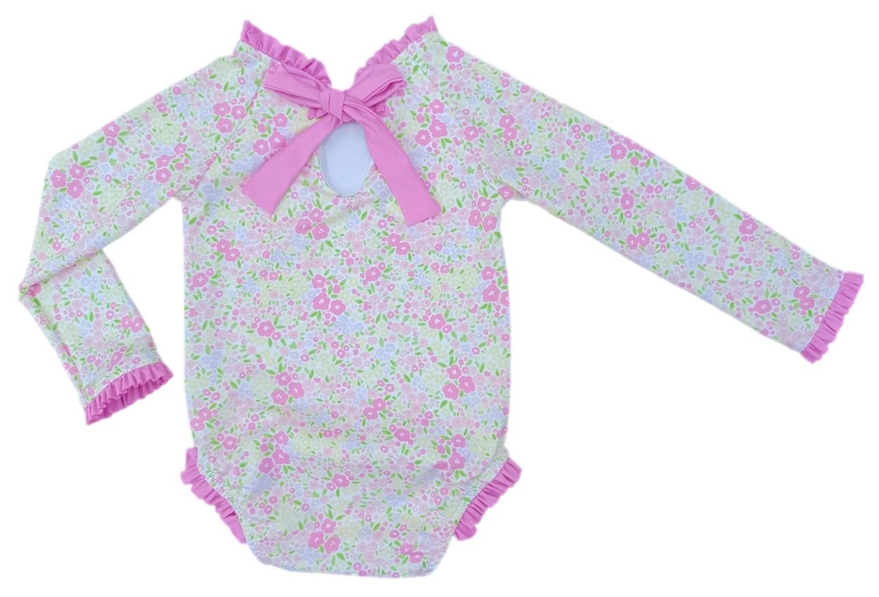 LEIGHTON ONE PIECE RASH GUARD - FUCHSIA FLORAL