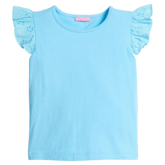EYELET TOP - AQUA