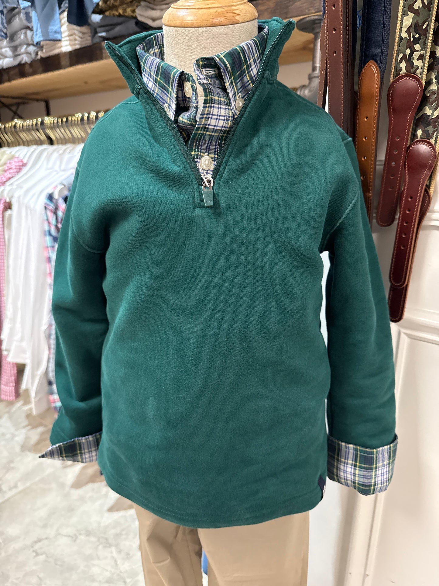 Y LS MILLVIEW FLEECE QUATER ZIP - SALT MEADOW
