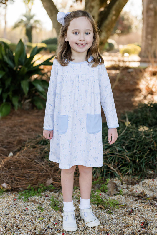 LENNON  DRESS - BLUE BOWS
