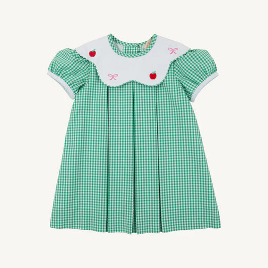 FRENCHY FROCK - GIBSON ISLAND GREEN MINIGINGHAM